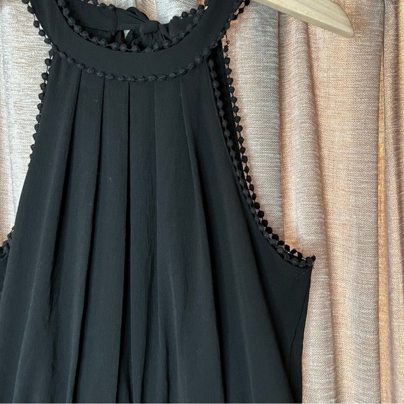 Black Pom Pom Trim Cinched Waist High-neck Romper Size Medium - Picture 5 of 15